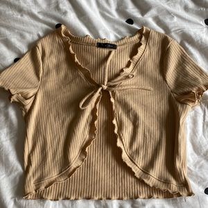 Tan tie up blouse